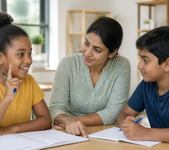 Tutor helping K-12 students at Benchmark Training Institute