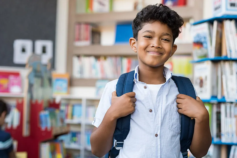 Student ready for class at Benchmark